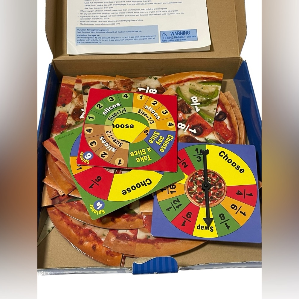 Pizza Fraction Fun Math Game 7 Games in 1 Homeschool Complete Learning Resources - Picture 3 of 3